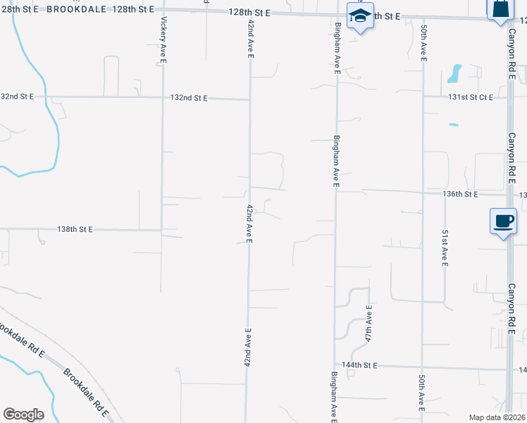 map of restaurants, bars, coffee shops, grocery stores, and more near 4225 137th Street East in Tacoma