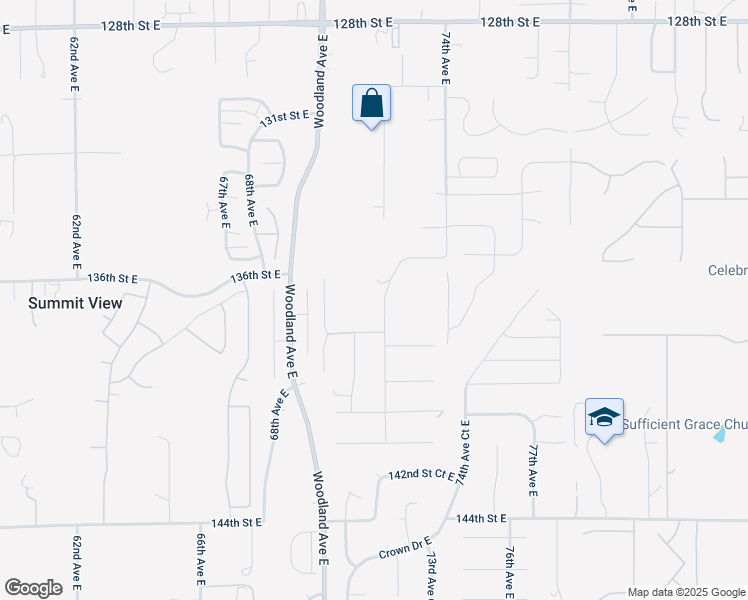 map of restaurants, bars, coffee shops, grocery stores, and more near 13620 72nd Avenue East in Puyallup