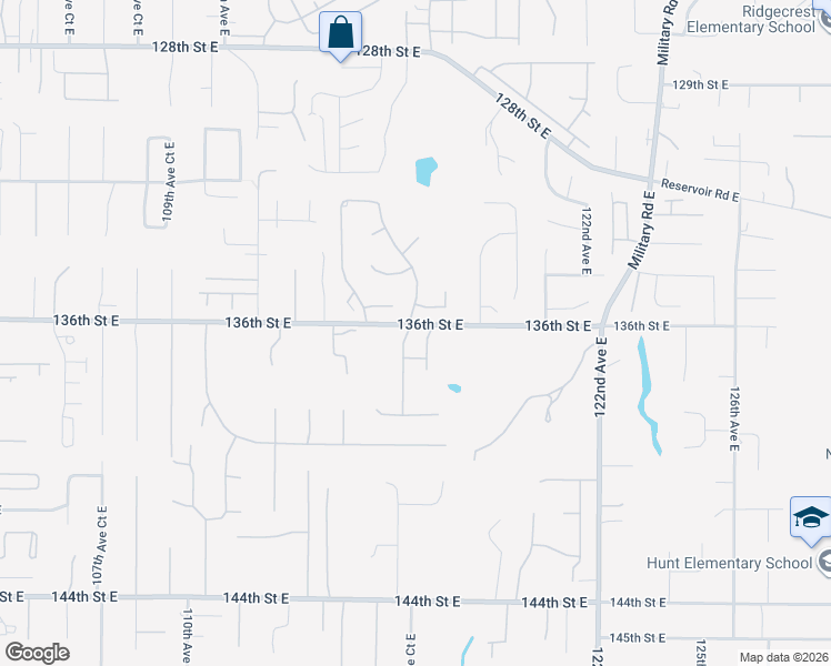map of restaurants, bars, coffee shops, grocery stores, and more near 13605 116th Avenue Court East in Puyallup