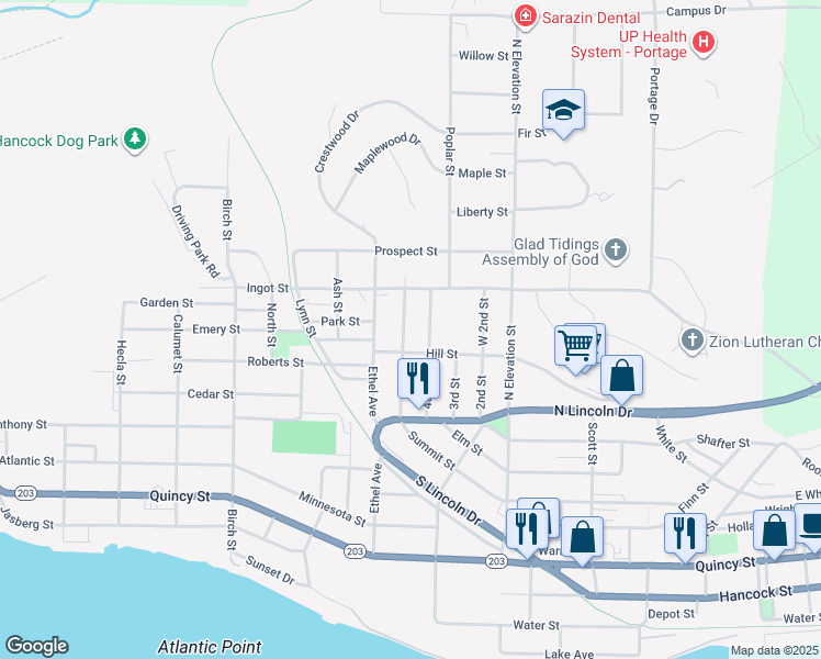 map of restaurants, bars, coffee shops, grocery stores, and more near 1200-1236 Summit St in Hancock