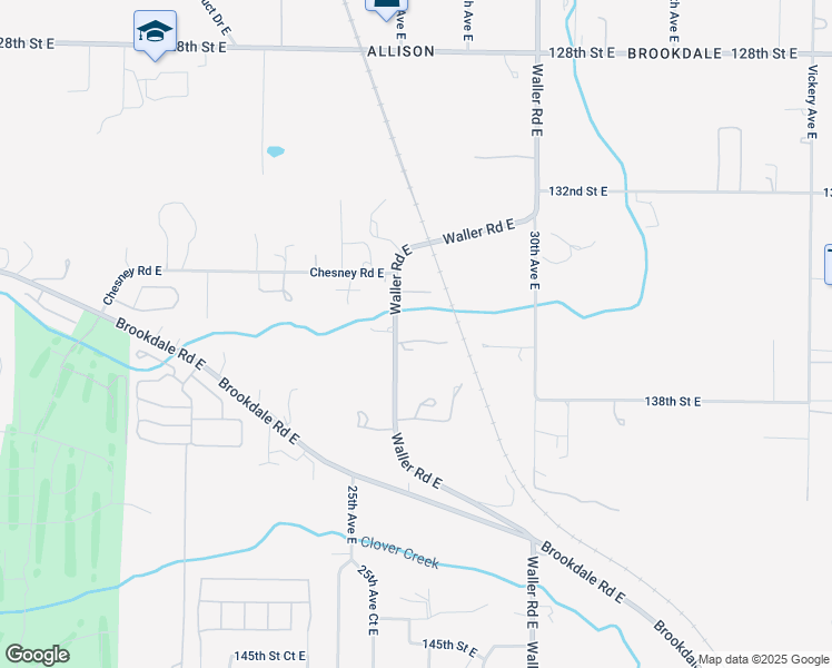 map of restaurants, bars, coffee shops, grocery stores, and more near 13605 Waller Road East in Tacoma