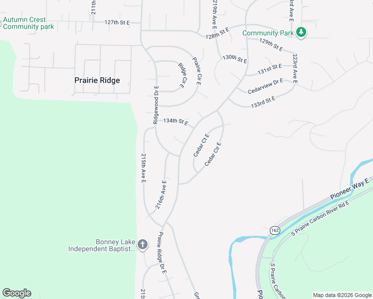 map of restaurants, bars, coffee shops, grocery stores, and more near 13602 Cedar Court East in Sumner