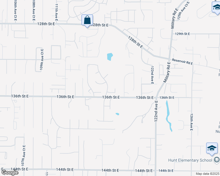map of restaurants, bars, coffee shops, grocery stores, and more near 13419 116th Avenue Court East in Puyallup