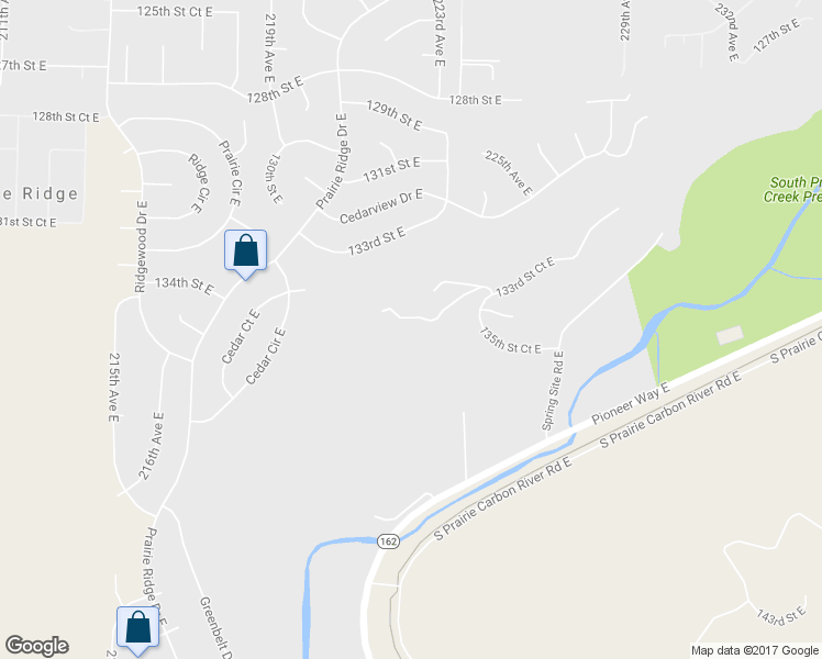 map of restaurants, bars, coffee shops, grocery stores, and more near 22312 133rd Street Court East in Orting