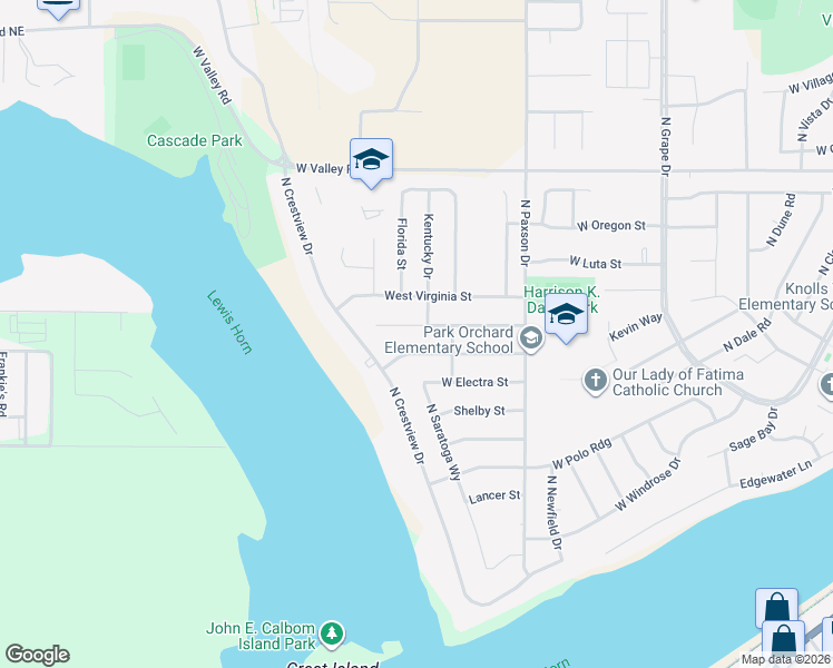 map of restaurants, bars, coffee shops, grocery stores, and more near 1506 West Bonneville Street in Moses Lake