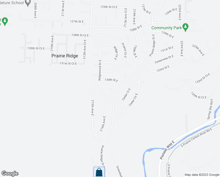 map of restaurants, bars, coffee shops, grocery stores, and more near 21613 135th Street East in Bonney Lake