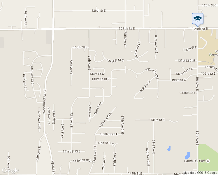 map of restaurants, bars, coffee shops, grocery stores, and more near 13412 76th Avenue Court East in Puyallup