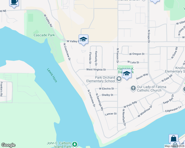 map of restaurants, bars, coffee shops, grocery stores, and more near 1506 W Bonneville St in Moses Lake