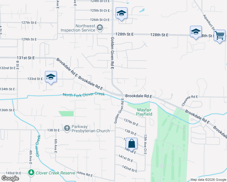 map of restaurants, bars, coffee shops, grocery stores, and more near 13502 Golden Given Road East in Tacoma
