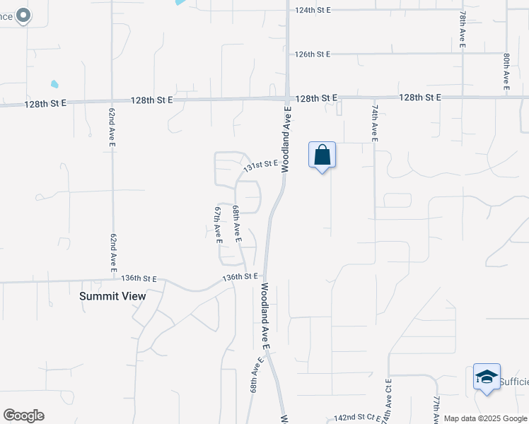 map of restaurants, bars, coffee shops, grocery stores, and more near 13313 68th Avenue Court East in Puyallup