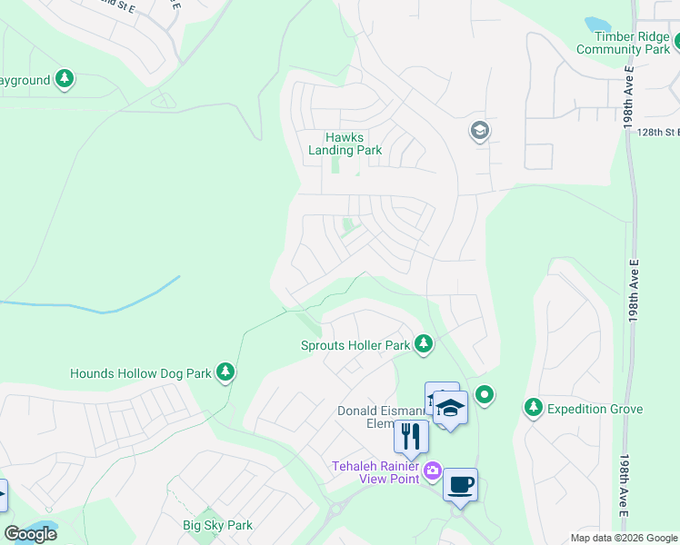 map of restaurants, bars, coffee shops, grocery stores, and more near 13409 Edmunds Parkway East in Bonney Lake