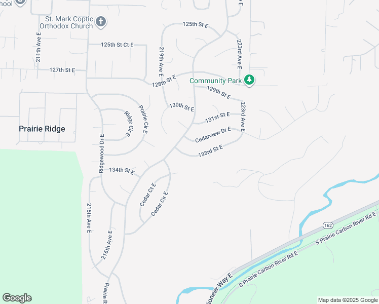 map of restaurants, bars, coffee shops, grocery stores, and more near 22121 133rd Street East in Sumner