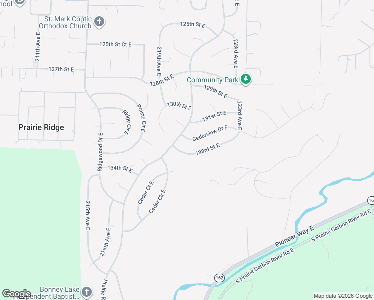 map of restaurants, bars, coffee shops, grocery stores, and more near 22121 133rd Street East in Sumner