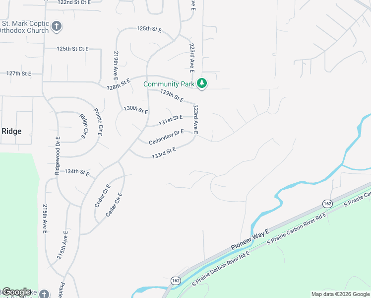 map of restaurants, bars, coffee shops, grocery stores, and more near 22222 133rd Street East in Sumner