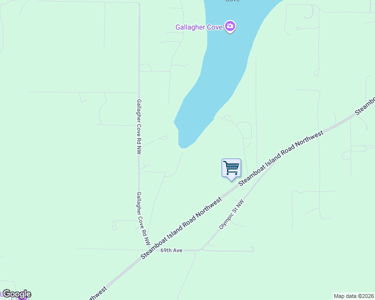 map of restaurants, bars, coffee shops, grocery stores, and more near 6838 Gallagher Cove Road Northwest in Olympia