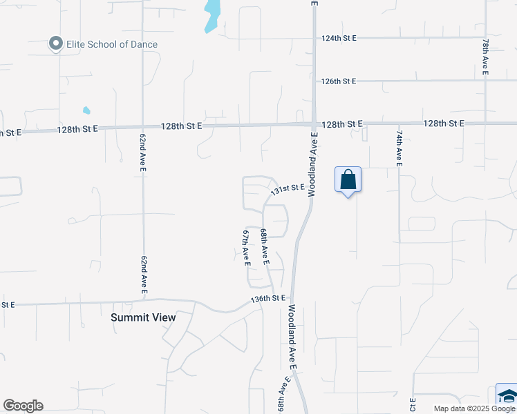 map of restaurants, bars, coffee shops, grocery stores, and more near 6619 131st Street East in Puyallup