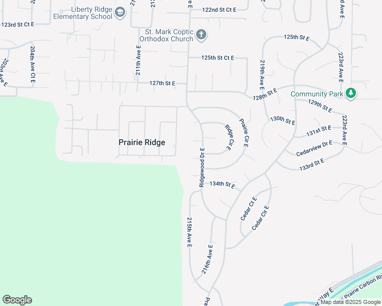 map of restaurants, bars, coffee shops, grocery stores, and more near 21409 132nd Street East in Bonney Lake