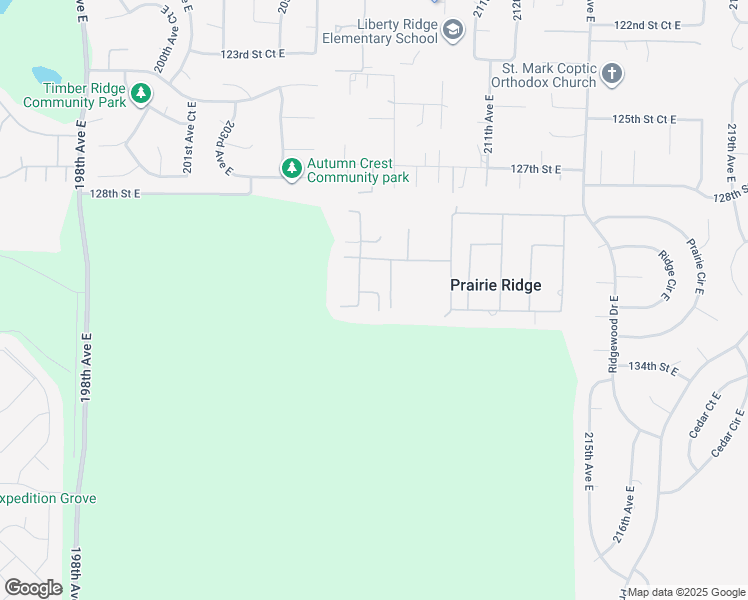 map of restaurants, bars, coffee shops, grocery stores, and more near 20711 131st Street Court East in Sumner