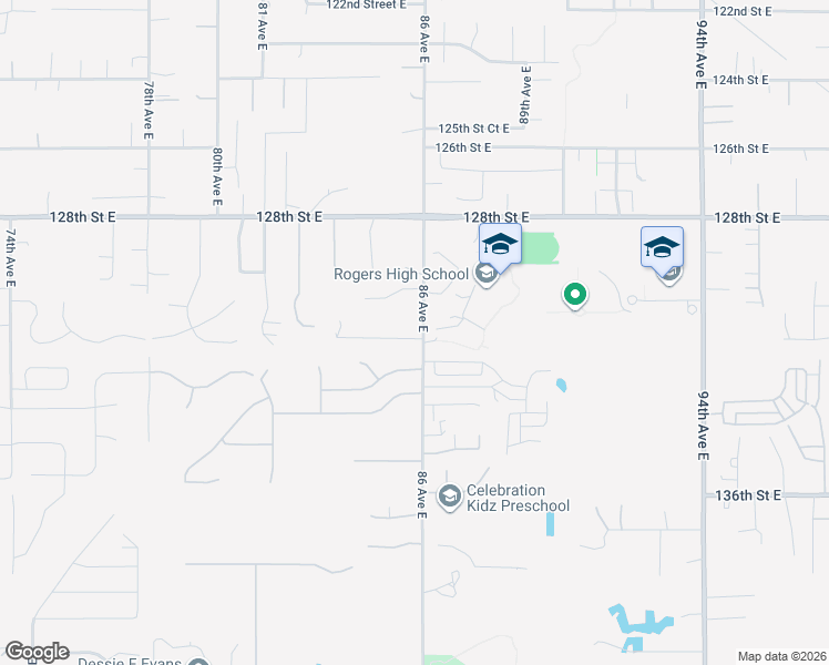 map of restaurants, bars, coffee shops, grocery stores, and more near 13102 86th Avenue East in South Hill
