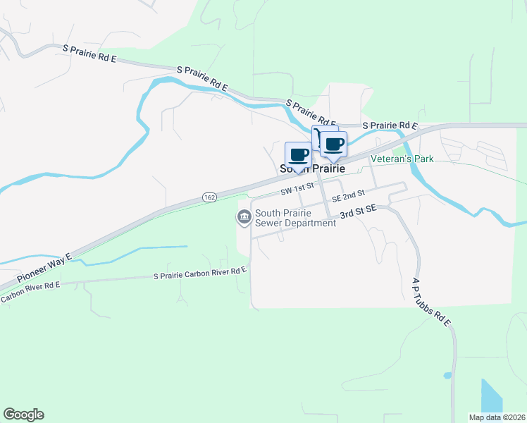 map of restaurants, bars, coffee shops, grocery stores, and more near 221 South Prairie Carbon River Road in South Prairie