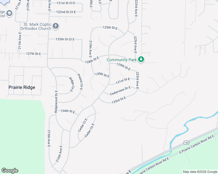 map of restaurants, bars, coffee shops, grocery stores, and more near 13101 Prairie Ridge Drive East in Sumner