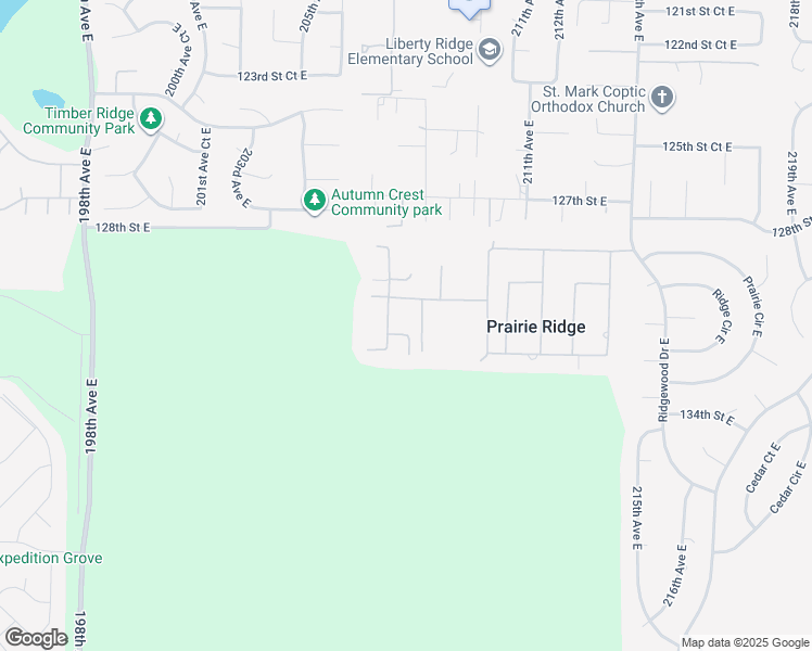 map of restaurants, bars, coffee shops, grocery stores, and more near 20711 131st Street Court East in Sumner