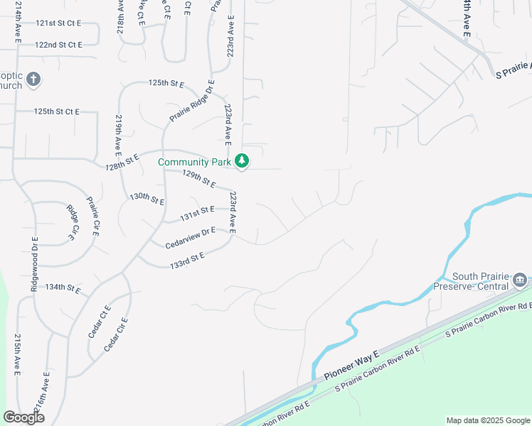 map of restaurants, bars, coffee shops, grocery stores, and more near 13022 225th Avenue East in Sumner
