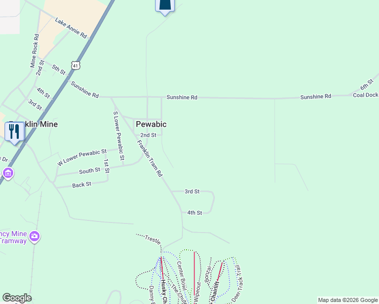 map of restaurants, bars, coffee shops, grocery stores, and more near Quincy Street in Hancock