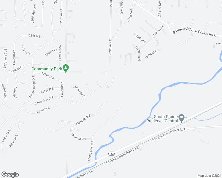 map of restaurants, bars, coffee shops, grocery stores, and more near 22902 129th Street East in Sumner