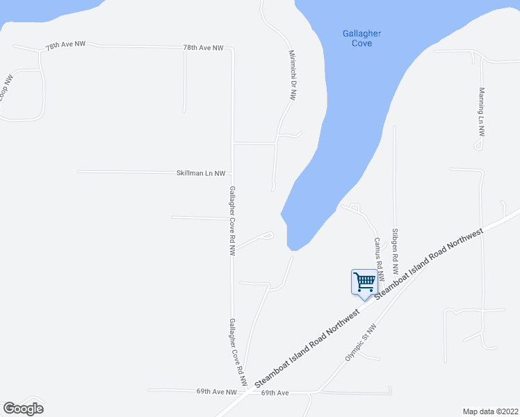 map of restaurants, bars, coffee shops, grocery stores, and more near 7400 Gallagher Cove Road Northwest in Olympia