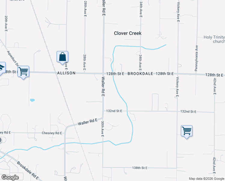 map of restaurants, bars, coffee shops, grocery stores, and more near 12913 Waller Road East in Tacoma