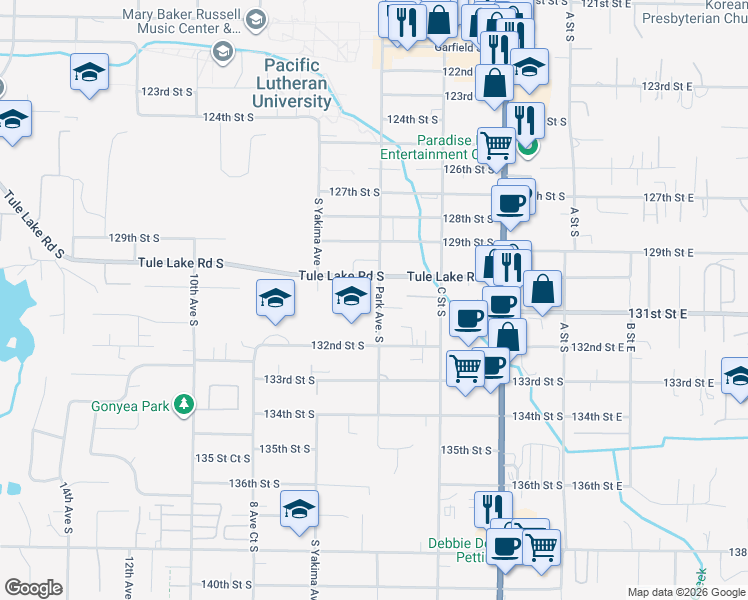 map of restaurants, bars, coffee shops, grocery stores, and more near 13022 Park Avenue South in Parkland