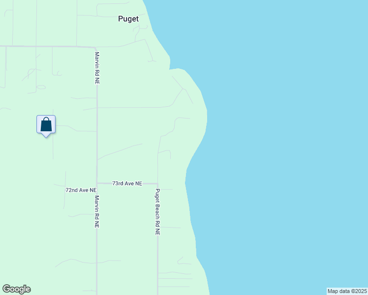 map of restaurants, bars, coffee shops, grocery stores, and more near 7430 Puget Beach Road Northeast in Olympia