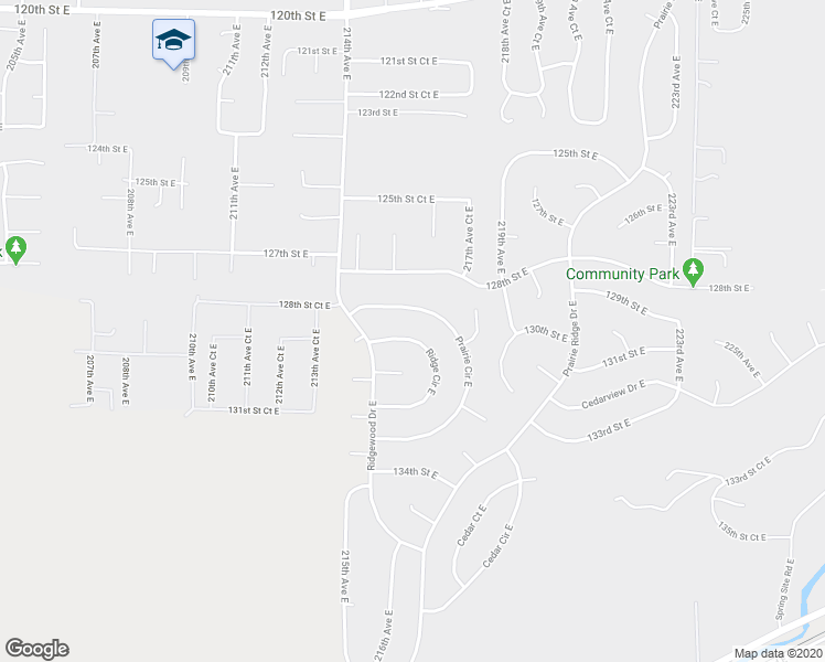 map of restaurants, bars, coffee shops, grocery stores, and more near 12821 Ridge Circle East in Bonney Lake