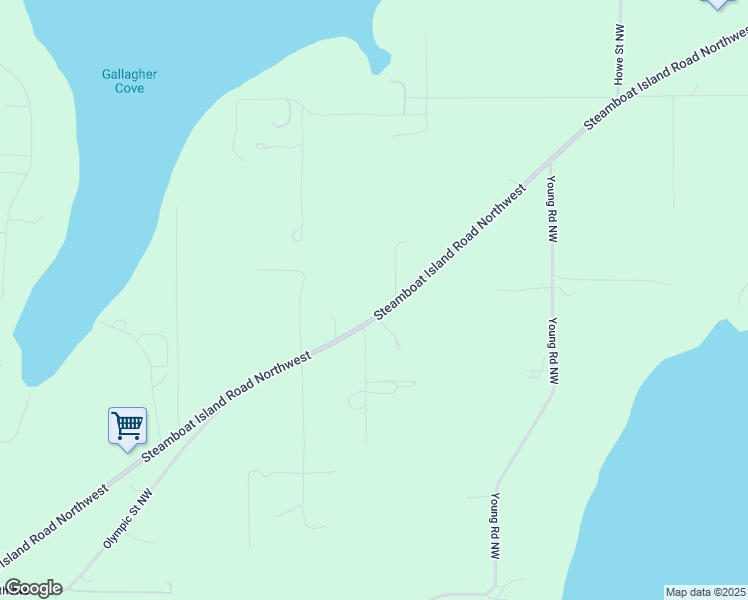 map of restaurants, bars, coffee shops, grocery stores, and more near 7427 Steamboat Island Road Northwest in Olympia