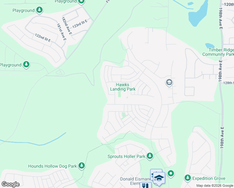map of restaurants, bars, coffee shops, grocery stores, and more near 12983 187th Avenue Court East in Bonney Lake