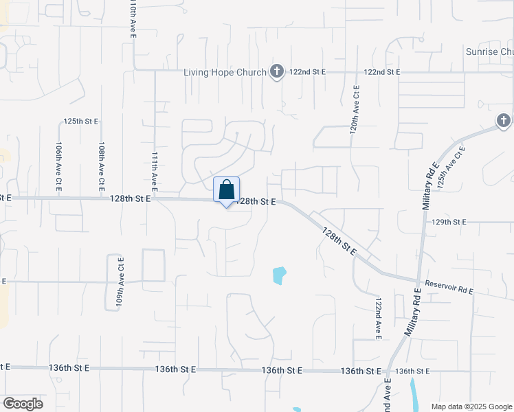 map of restaurants, bars, coffee shops, grocery stores, and more near 12801 115th Avenue Court East in Puyallup