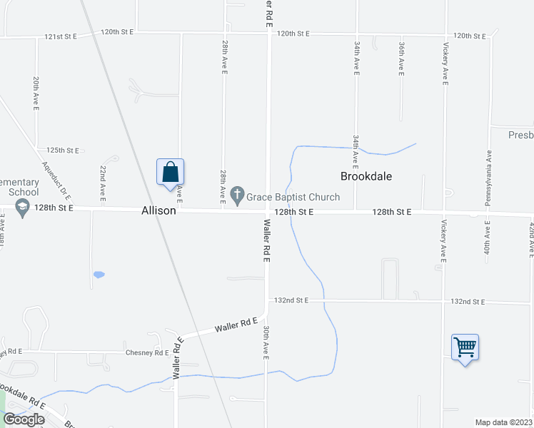 map of restaurants, bars, coffee shops, grocery stores, and more near 12803 Waller Road East in Tacoma