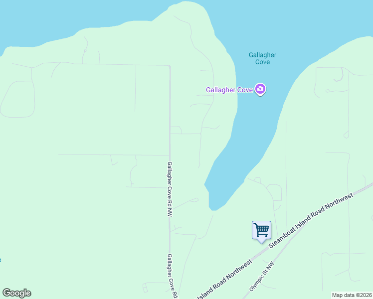 map of restaurants, bars, coffee shops, grocery stores, and more near 7436 Gallagher Cove Road Northwest in Olympia