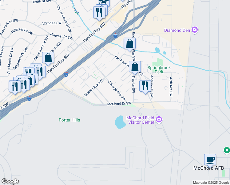 map of restaurants, bars, coffee shops, grocery stores, and more near 5226 Chicago Avenue Southwest in Lakewood