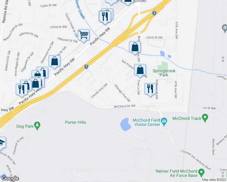 map of restaurants, bars, coffee shops, grocery stores, and more near 5302-5306 Chicago Avenue Southwest in Lakewood