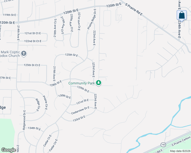 map of restaurants, bars, coffee shops, grocery stores, and more near 12609 223rd Avenue East in Sumner