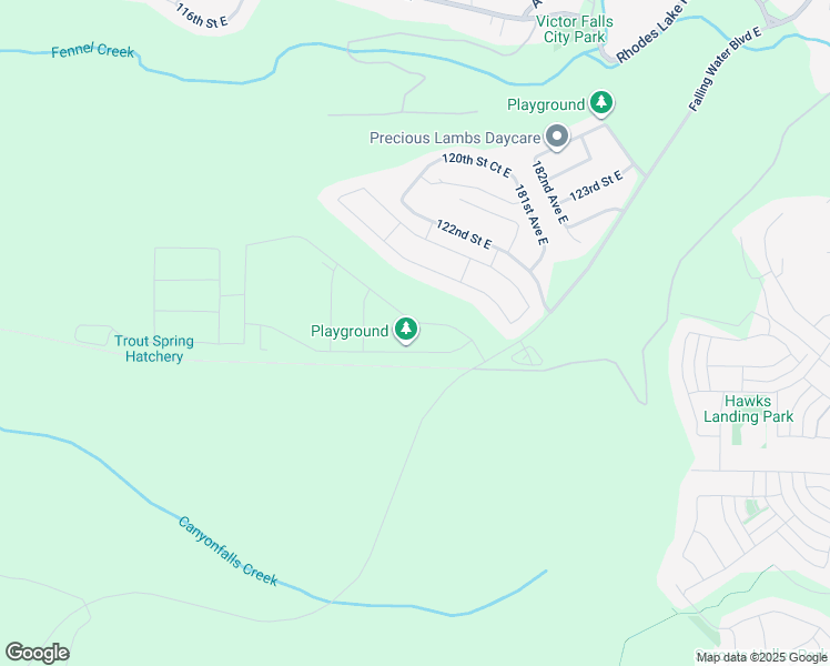 map of restaurants, bars, coffee shops, grocery stores, and more near 17918 122nd Street Court East in Bonney Lake