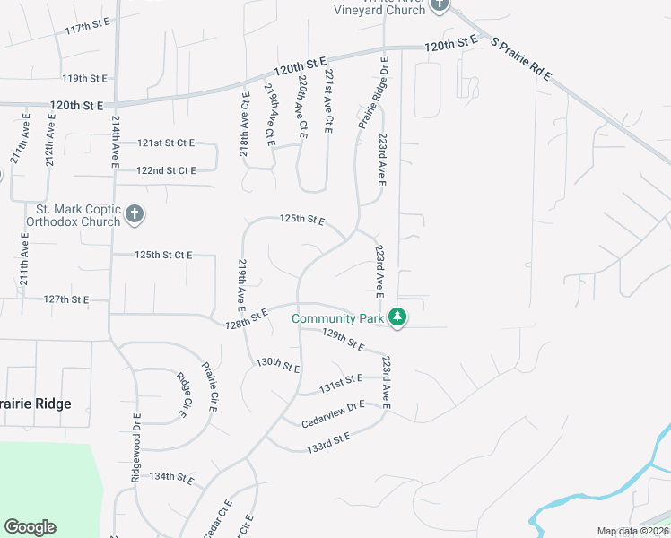 map of restaurants, bars, coffee shops, grocery stores, and more near 22213 126th Street East in Bonney Lake