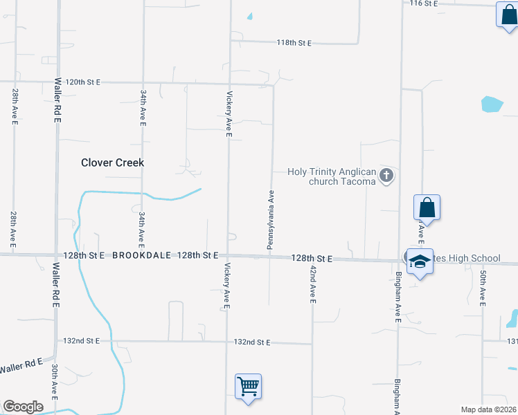 map of restaurants, bars, coffee shops, grocery stores, and more near 12520 40th Avenue East in Tacoma