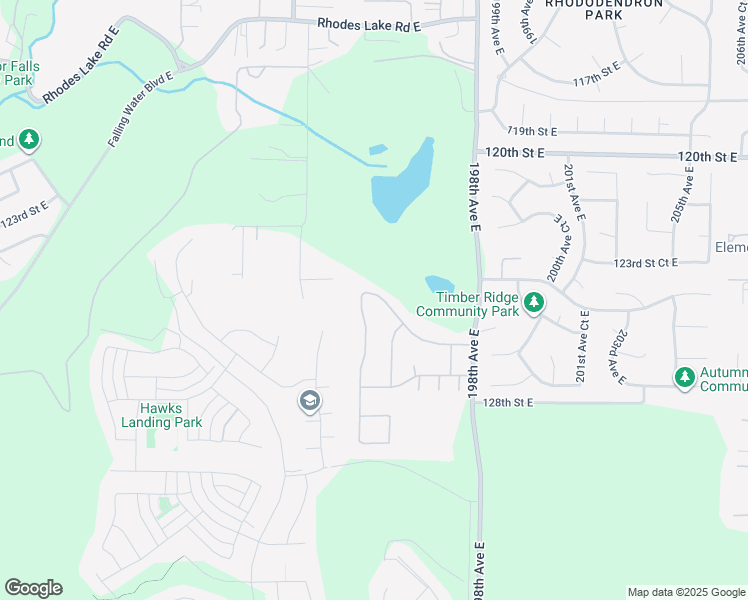 map of restaurants, bars, coffee shops, grocery stores, and more near 19414 126th Street East in Sumner