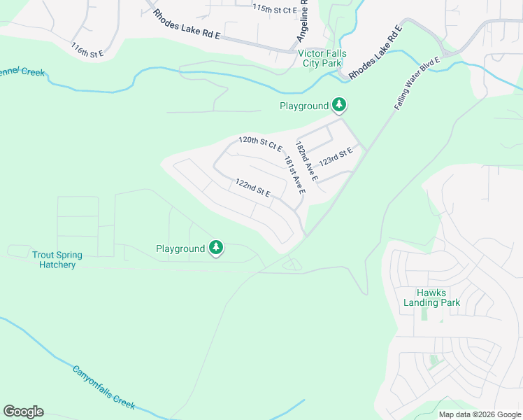 map of restaurants, bars, coffee shops, grocery stores, and more near 17942 122nd Street Court East in Bonney Lake