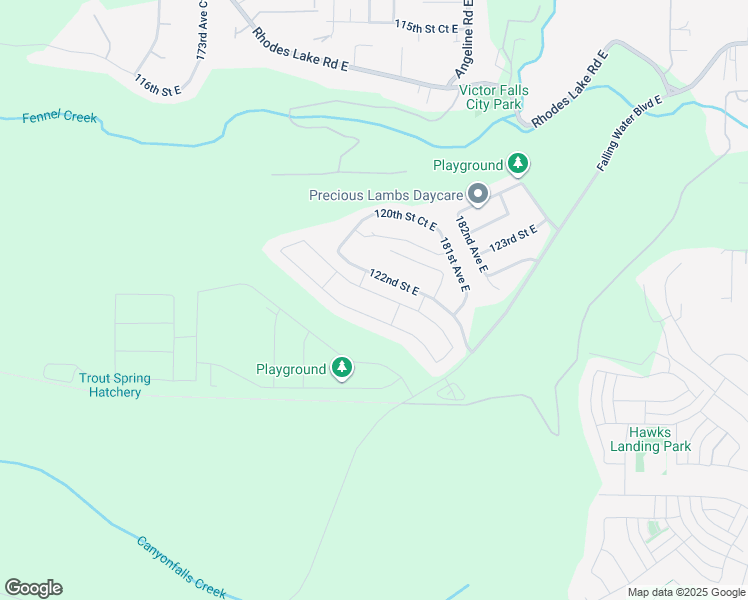 map of restaurants, bars, coffee shops, grocery stores, and more near 17918 122nd Street Court East in Bonney Lake