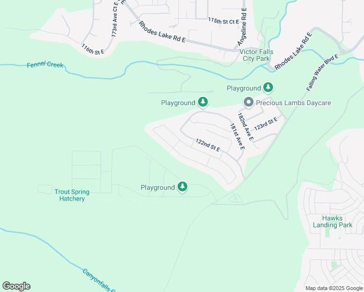 map of restaurants, bars, coffee shops, grocery stores, and more near 17824 122nd Street Court East in Bonney Lake