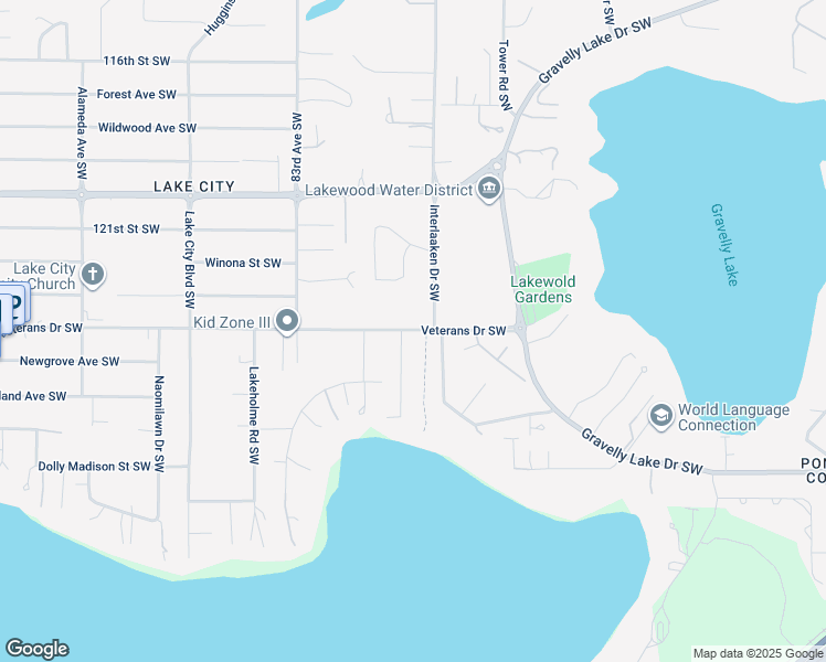 map of restaurants, bars, coffee shops, grocery stores, and more near 12310 Interlaaken Drive Southwest in Lakewood